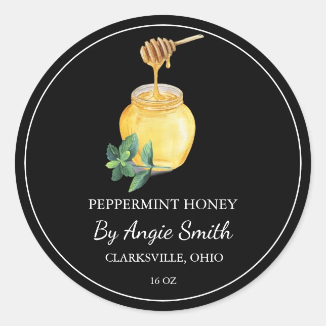 Adesivo Redondo Simple Peppermint Infused Honey Label (Frente)