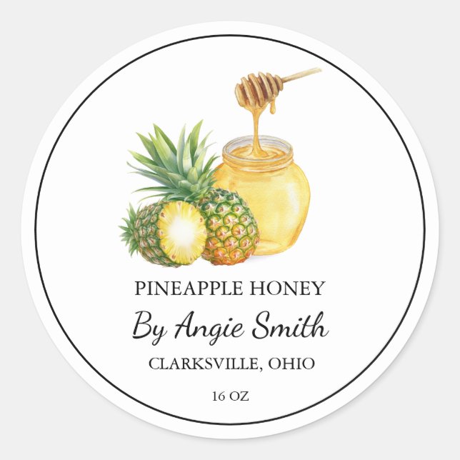 Adesivo Redondo Simple Pineapple Infused Honey Label (Frente)