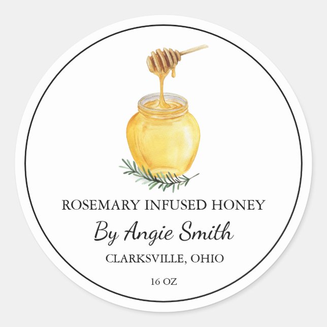 Adesivo Redondo Simple Rosemary Infused Honey Label (Frente)
