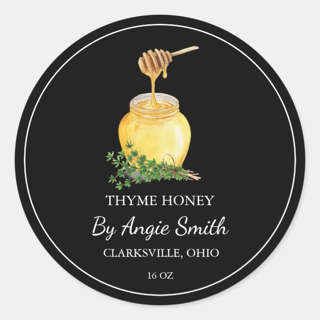 Adesivo Redondo Simple Thyme Infused Honey Label (Frente)