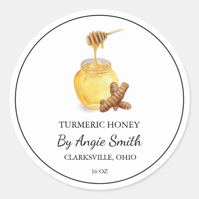 Adesivo Redondo Simple Turmeric Infused Honey Label (Frente)