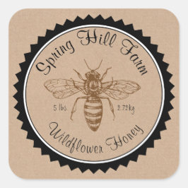 Adesivo Redondo Simples Abelhas Que Desenham Papel Kraft Pente De 