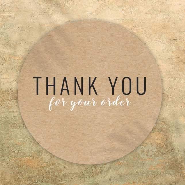 Adesivo Redondo Simples Agradecimento ao Cliente Rústico Moderno (Simple Modern Rustic Customer Thank You Classic Round Sticker)