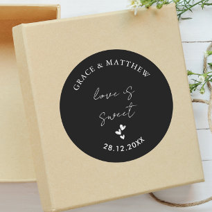 Adesivo Redondo Simples Amor de Casamento Preto e Branco é Doce