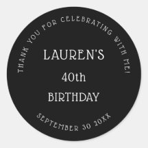 Simples aniversário de 40 anos preto branco Obriga