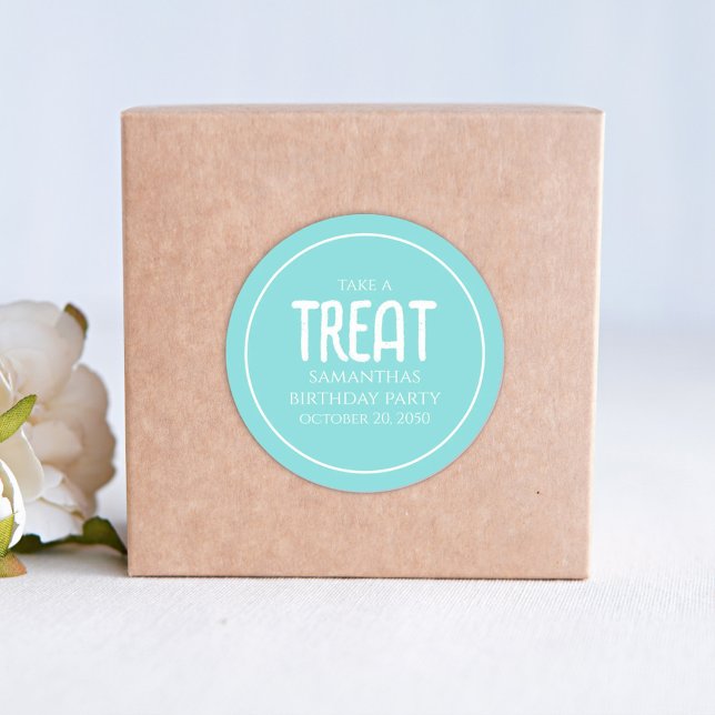 Adesivo Redondo Simples Aniversário O Tratado Favorece O Teal De E (Criador carregado)