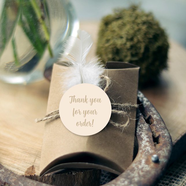 Adesivo Redondo Simples beige minimalista Obrigado (Criador carregado)