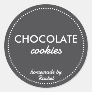Adesivo Redondo Simples Black Homemade Cookie Vintage Modern Rusti