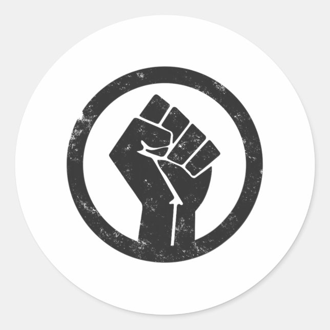 Adesivo Redondo Simples Black Life Material Protesto Power Fist Wi (Frente)