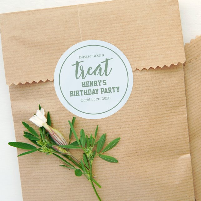 Adesivo Redondo Simples Blue Birthday Minimalist Whimsical Tratati (Criador carregado)