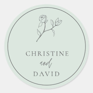 Adesivo Redondo Simples Bohemian Wedding Floral Sage