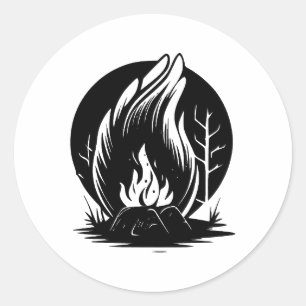 Adesivo Redondo Simples Campfire   Elegância em preto e branco