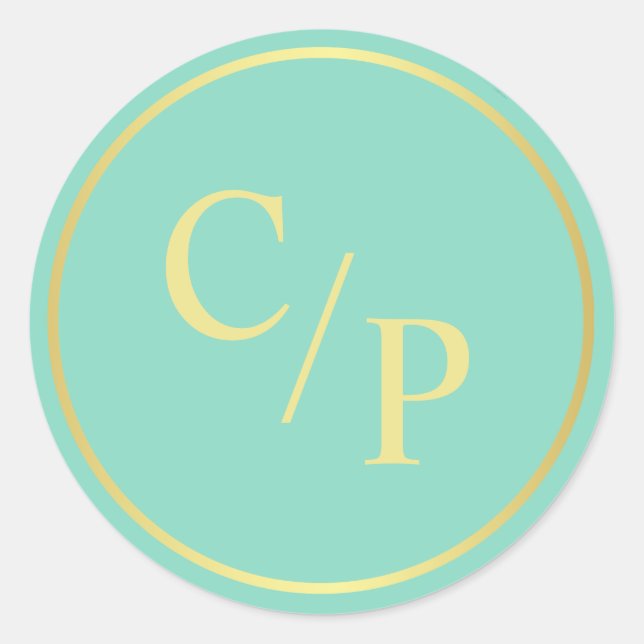 Adesivo Redondo Simples Casa e Dourado com Monograma (Frente)