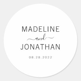 Adesivo Redondo Simples Casal de Casamento Branco Clássico