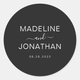 Adesivo Redondo Simples Casal Negra Moderna de Casamento