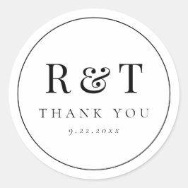 Adesivo Redondo Simples Casamento Monograma Obrigado