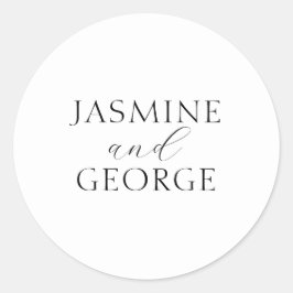 Adesivo Redondo Simples Casamento Preto e Branco de Script Elegant