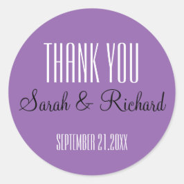 Adesivo Redondo Simples Casamento Roxo Obrigado