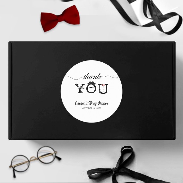 Adesivo Redondo Simples Cavalheiro Chá de fraldas Bonito Obrigado (Criador carregado)