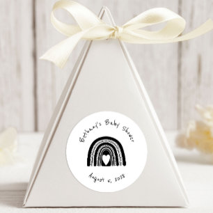 Adesivo Redondo Simples Chá de fraldas preto-branco-arco-íris pret