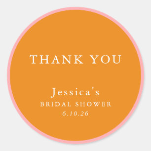 Adesivo Redondo Simples Chá de panela Laranja Cor-De-Rosa Personal