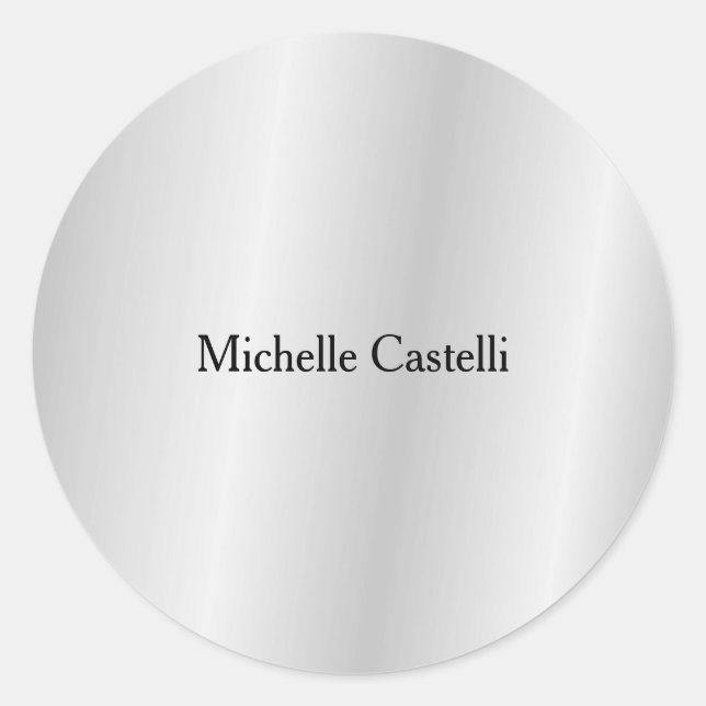 Adesivo Redondo Simples Cinza de prata profissional clássica exclu (Frente)