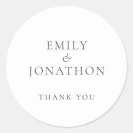 Adesivo Redondo Simples Cinza Escrevendo Casamento Obrigado