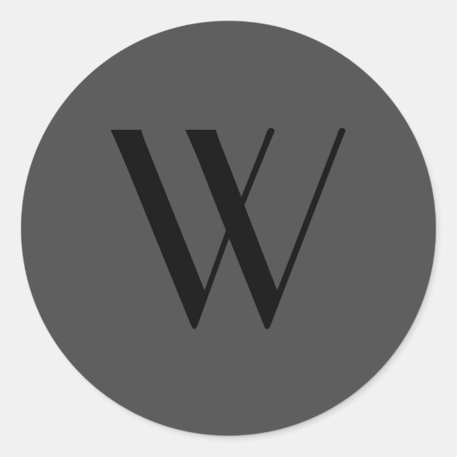 Adesivo Redondo Simples Cinza Preta - Solteiro - Letra Moderna Min (Frente)