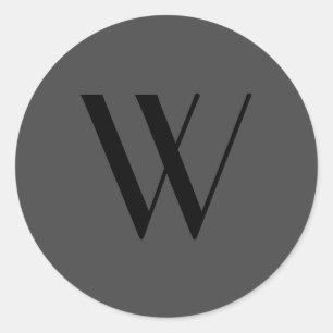 Adesivo Redondo Simples Cinza Preta - Solteiro - Letra Moderna Min