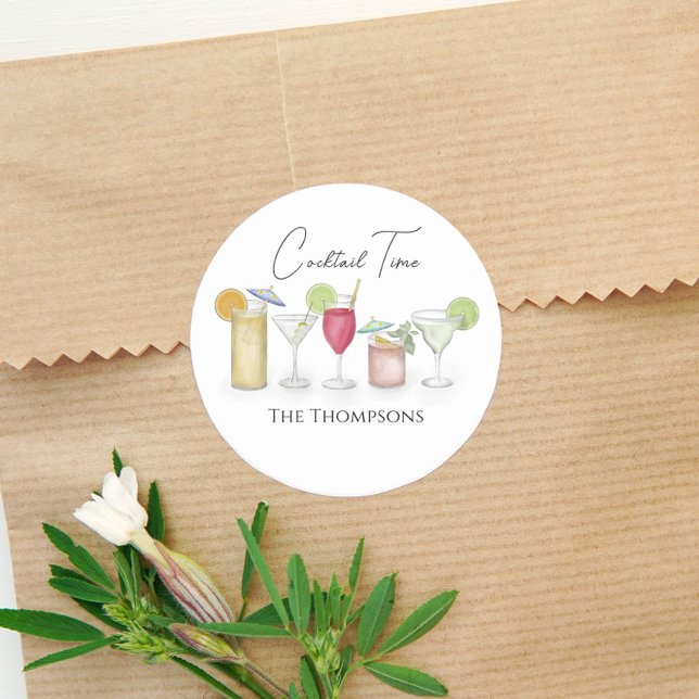 Adesivo Redondo Simples Cocktail Bebe Aquarela Brincadeira (Criador carregado)