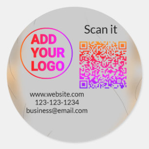 Adesivo Redondo Simples código q r adicionar logotipo nome de códi