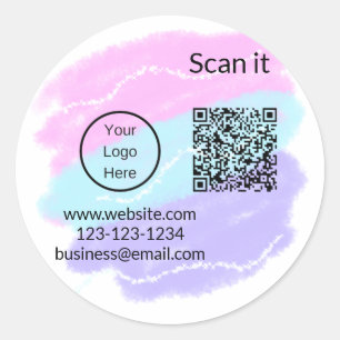 Adesivo Redondo Simples código q r adicionar logotipo nome de códi
