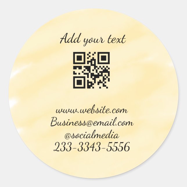 Adesivo Redondo simples código QR personalizado adicionar seu nome (Frente)