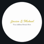 Adesivo Redondo Simples Cor Dourada Moderna de Casamento<br><div class="desc">Escolha dentre Tipos e Tamanhos Diferentes. Ferramentas de edição fácil. Modelo clássico profissional simples para todas as necessidades.</div>