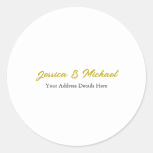 Adesivo Redondo Simples Cor Dourada Moderna de Casamento