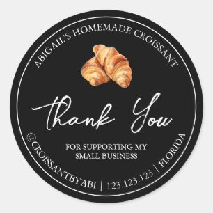 Adesivo Redondo Simples Croissant Homemade Obrigado Rótulo