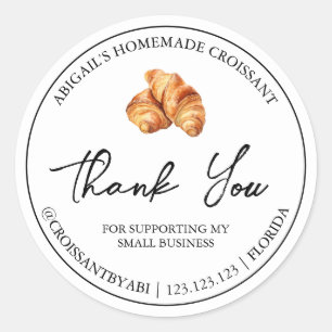 Adesivo Redondo Simples Croissant Homemade Obrigado Rótulo