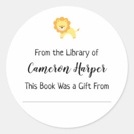 Adesivo Redondo Simples da Biblioteca do Livreto, Leão Amarelo