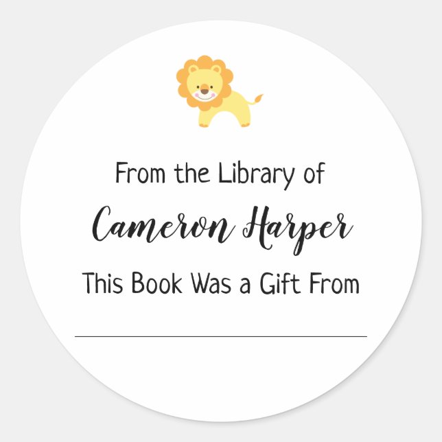 Adesivo Redondo Simples da Biblioteca do Livreto, Leão Amarelo (Frente)
