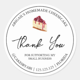 Adesivo Redondo Simples Dessert Cheesecake de Sobremesa Homemada O