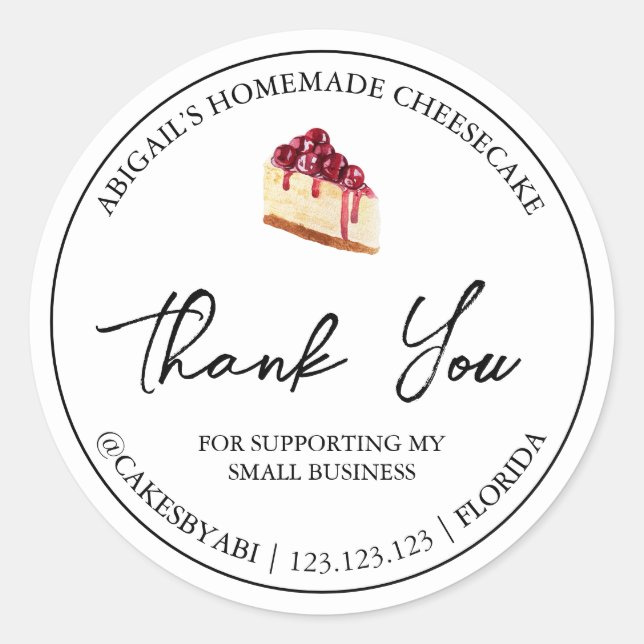 Adesivo Redondo Simples Dessert Cheesecake de Sobremesa Homemada O (Frente)