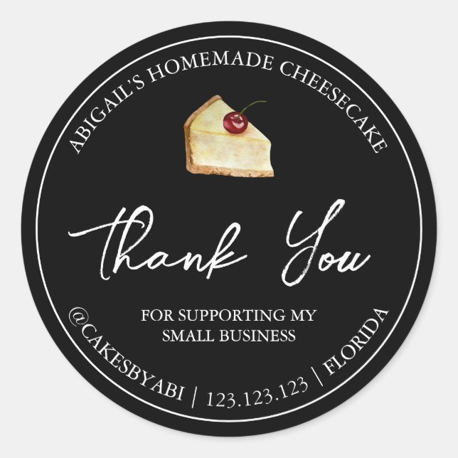 Adesivo Redondo Simples Dessert Cheesecake de Sobremesa Homemada O (Frente)