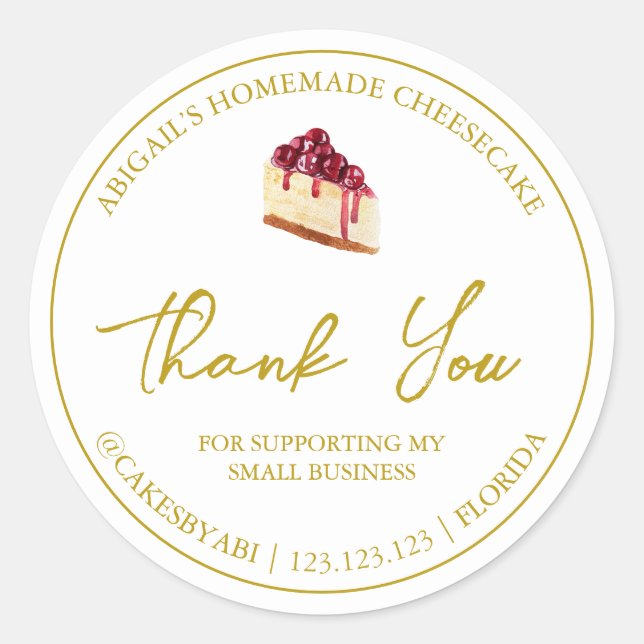 Adesivo Redondo Simples Dessert Cheesecake de Sobremesa Homemada O (Frente)