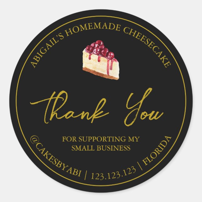 Adesivo Redondo Simples Dessert Cheesecake de Sobremesa Homemada O (Frente)