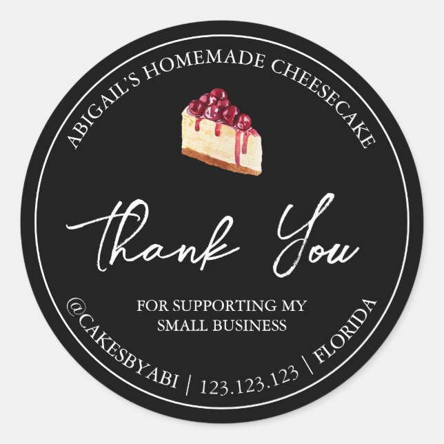 Adesivo Redondo Simples Dessert Cheesecake de Sobremesa Homemada O (Frente)