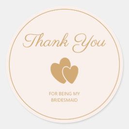 Adesivo Redondo Simples Dourado Coração Obrigado