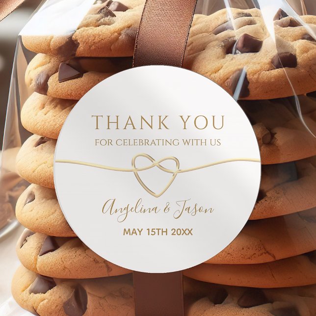 Adesivo Redondo Simples Dourado Obrigado Favor De Casamento (Criador carregado)