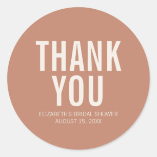 Adesivo Redondo Simples Dusty Terracotta Bridal Obrigado