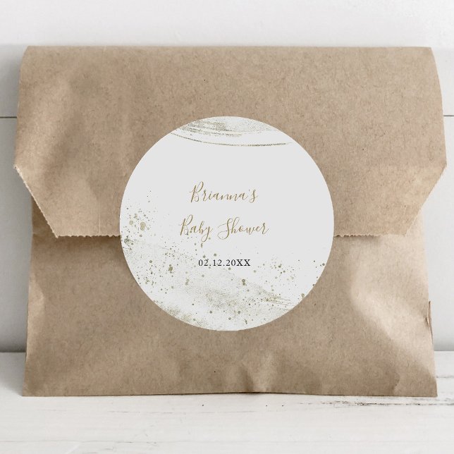 Adesivo Redondo Simples e Dourado Favor do Chá de fraldas Minimali (Criador carregado)