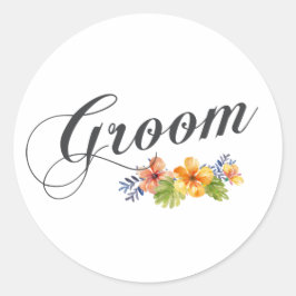 Adesivo Redondo Simples e Elegante Groom Floral | Vedante